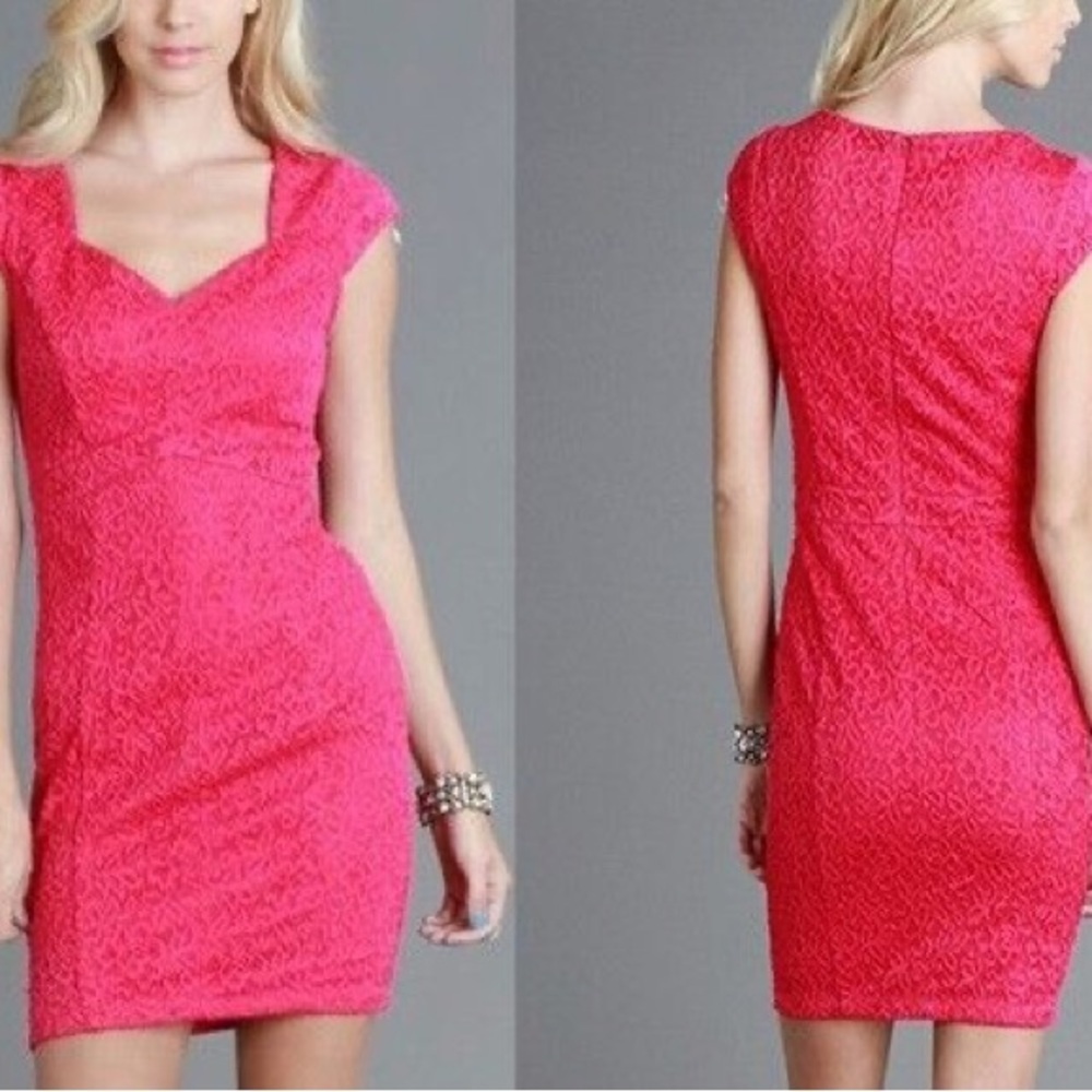 Sangria • Lace Cap Sleeve Dress - Picture 1 of 12